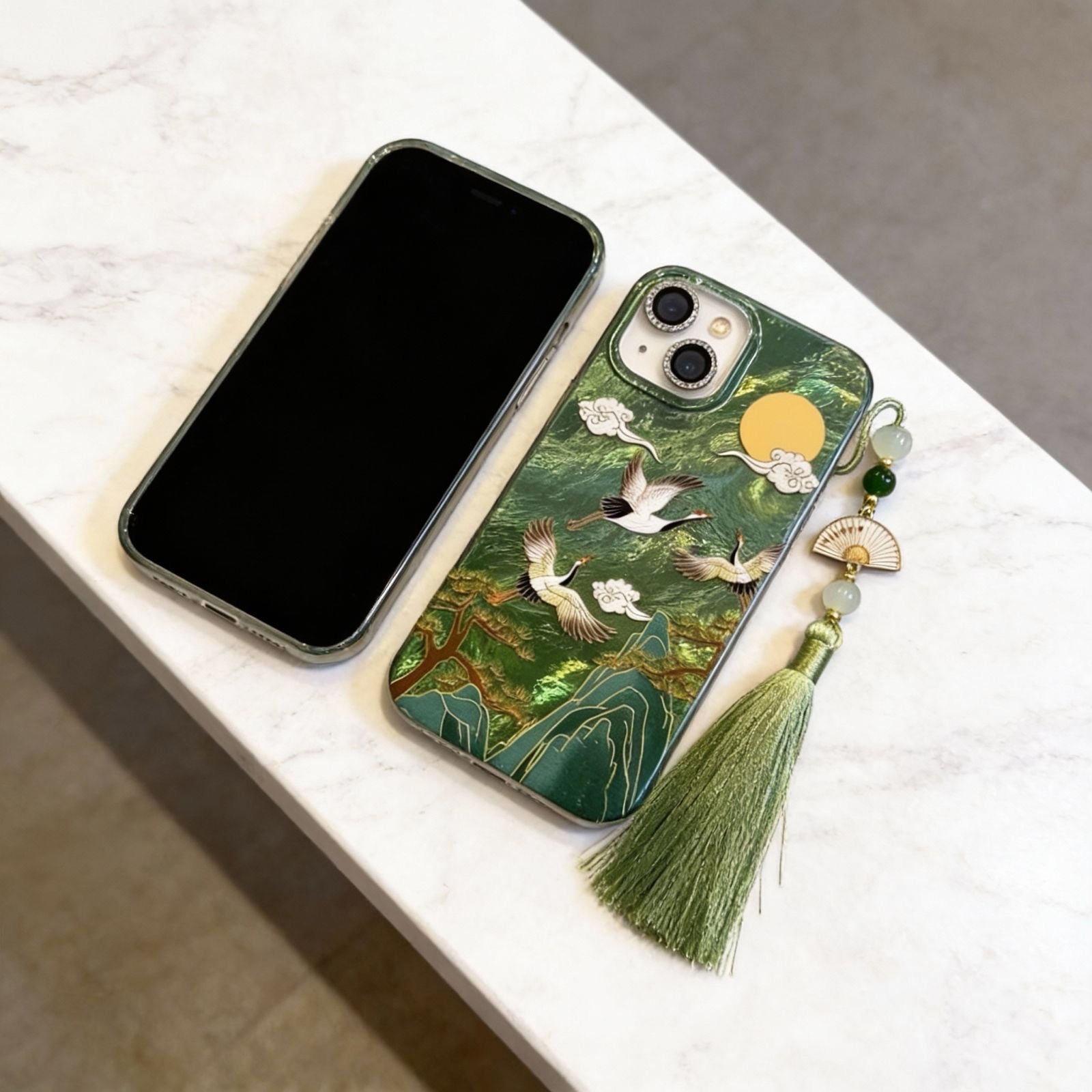 Skyward Vortex™ — Mountain & Crane Auspicious Cloud iPhone Case