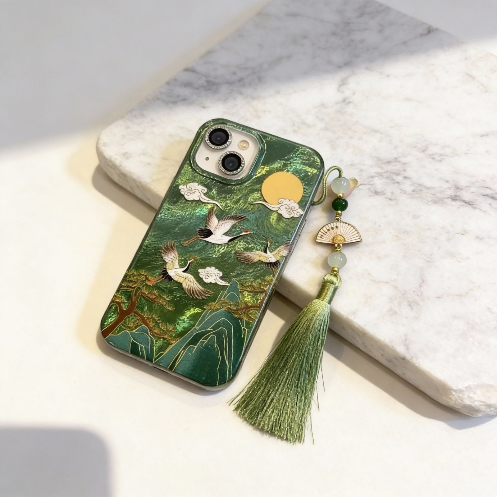 Skyward Vortex™ — Mountain & Crane Auspicious Cloud iPhone Case