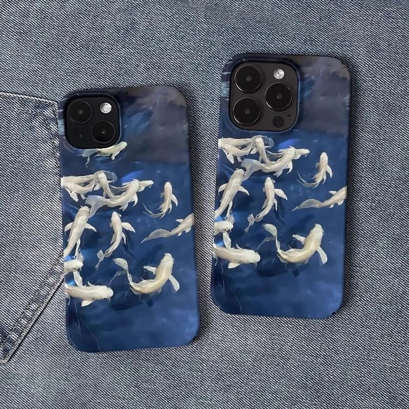 Oriental Style White Koi Fish Case