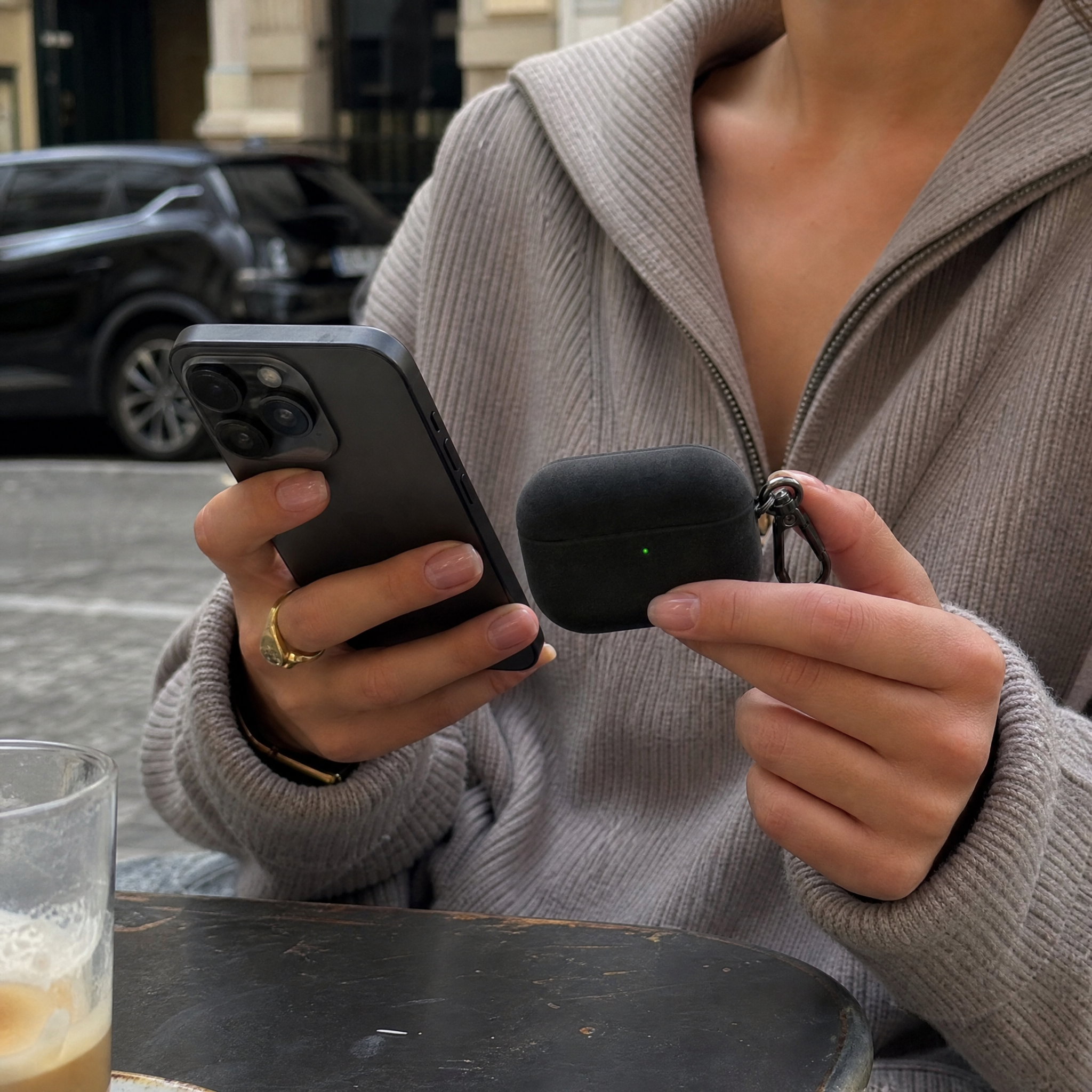 Midnight Black Leather AirPods Case