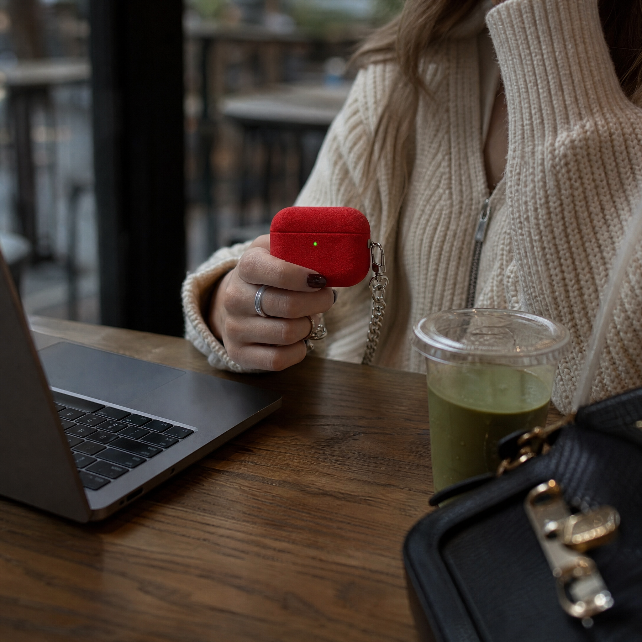 Scarlet Suede Leather AirPods Case