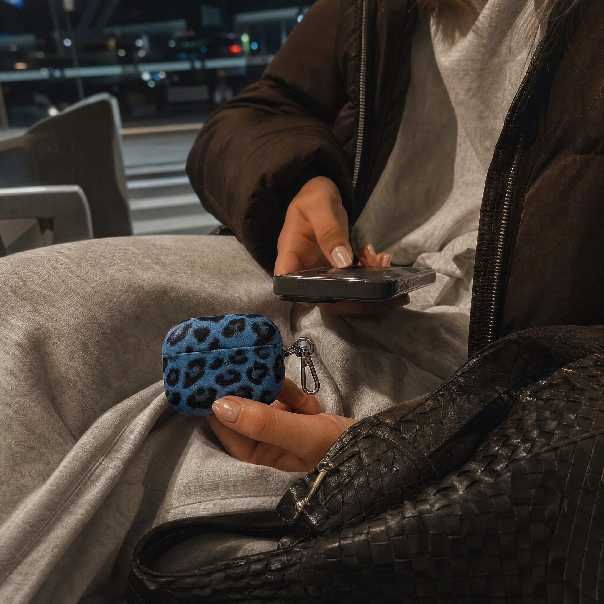 Midnight Leopard Leather AirPods Case
