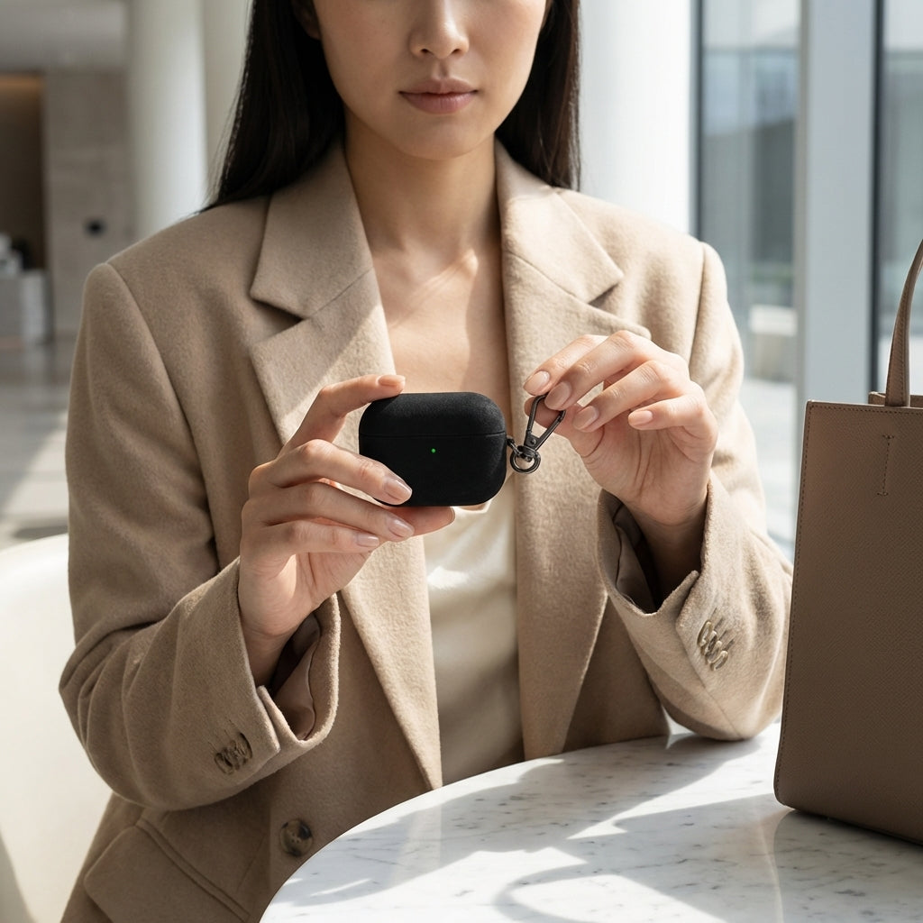 Midnight Black Leather AirPods Case