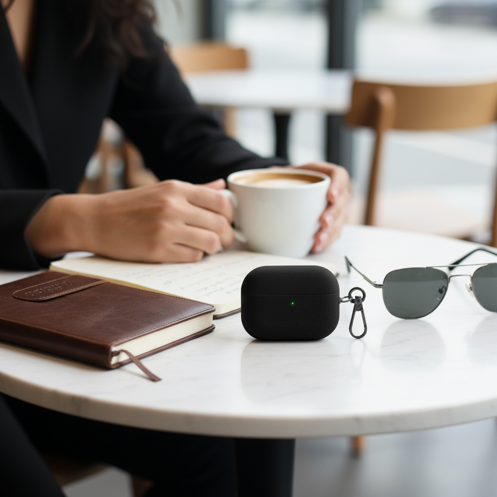 Midnight Black Leather AirPods Case