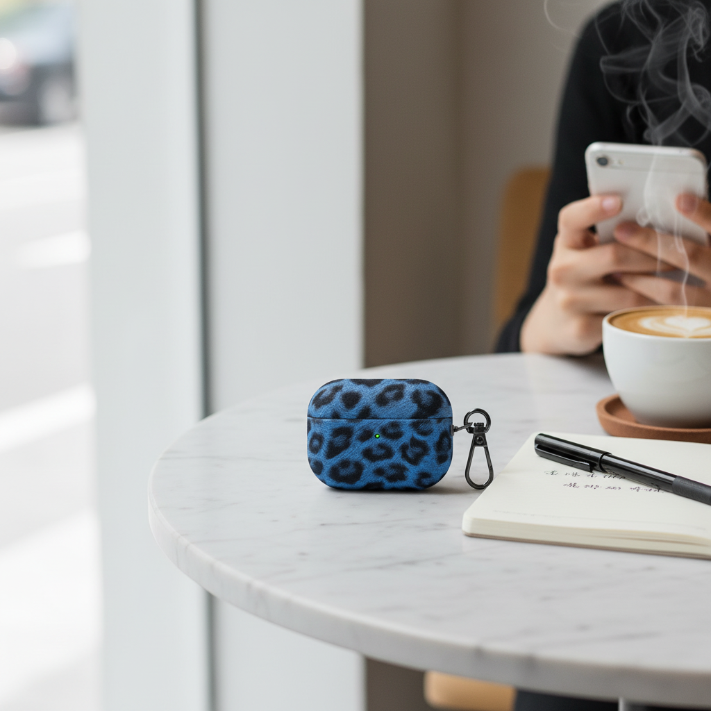 Midnight Leopard Leather AirPods Case