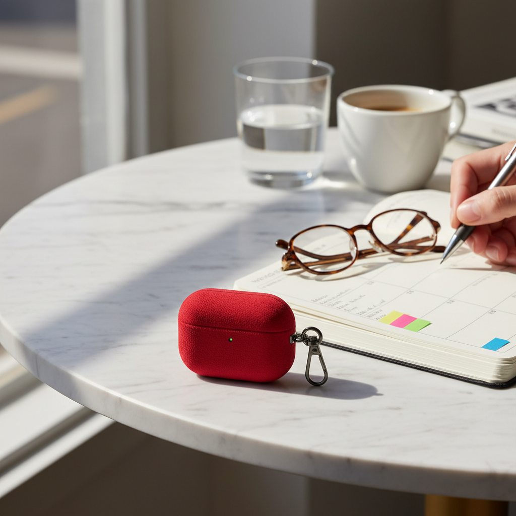 Scarlet Suede Leather AirPods Case