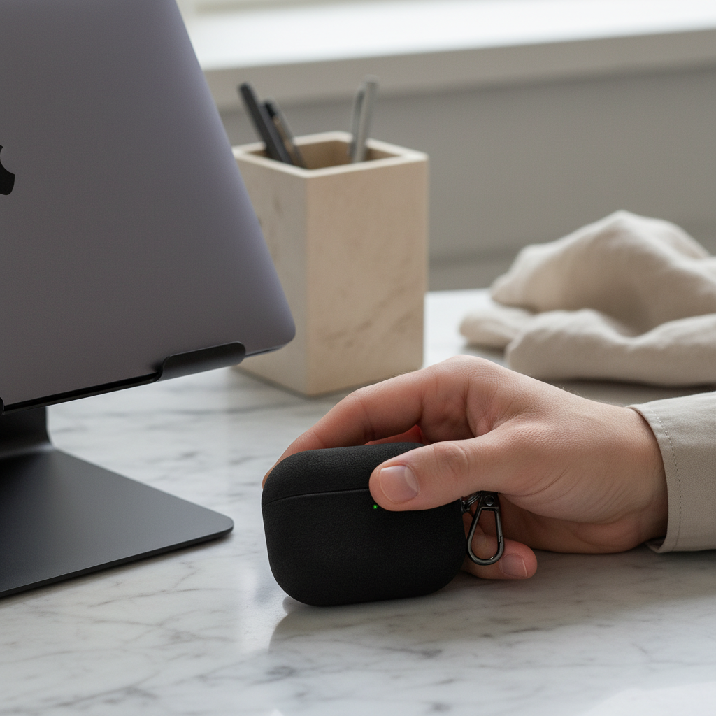 Midnight Black Leather AirPods Case