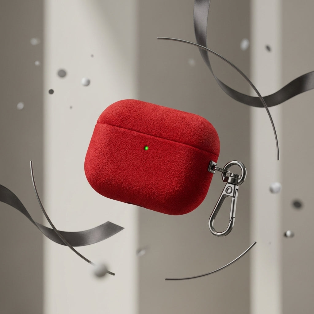 Scarlet Suede Leather AirPods Case