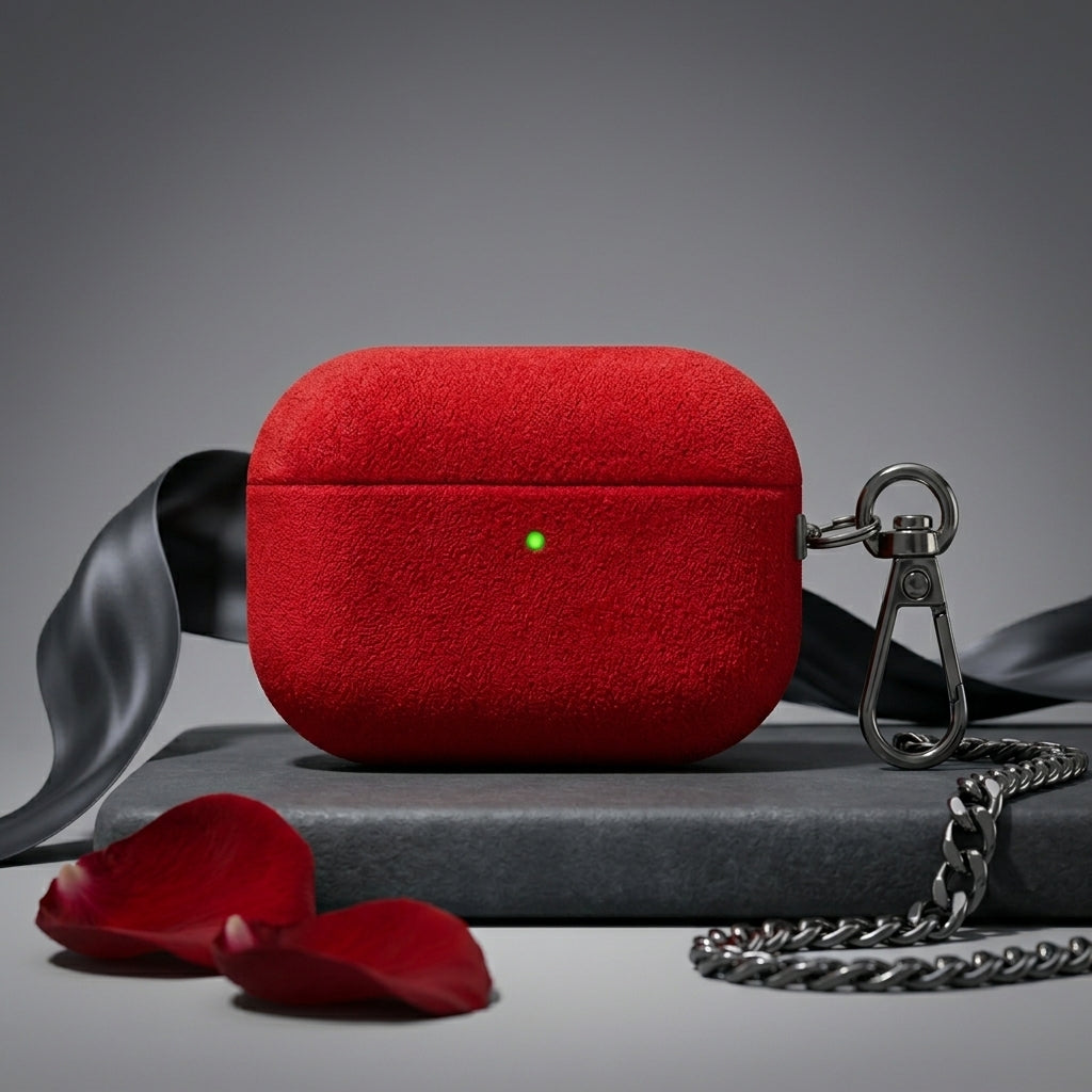 Scarlet Suede Leather AirPods Case