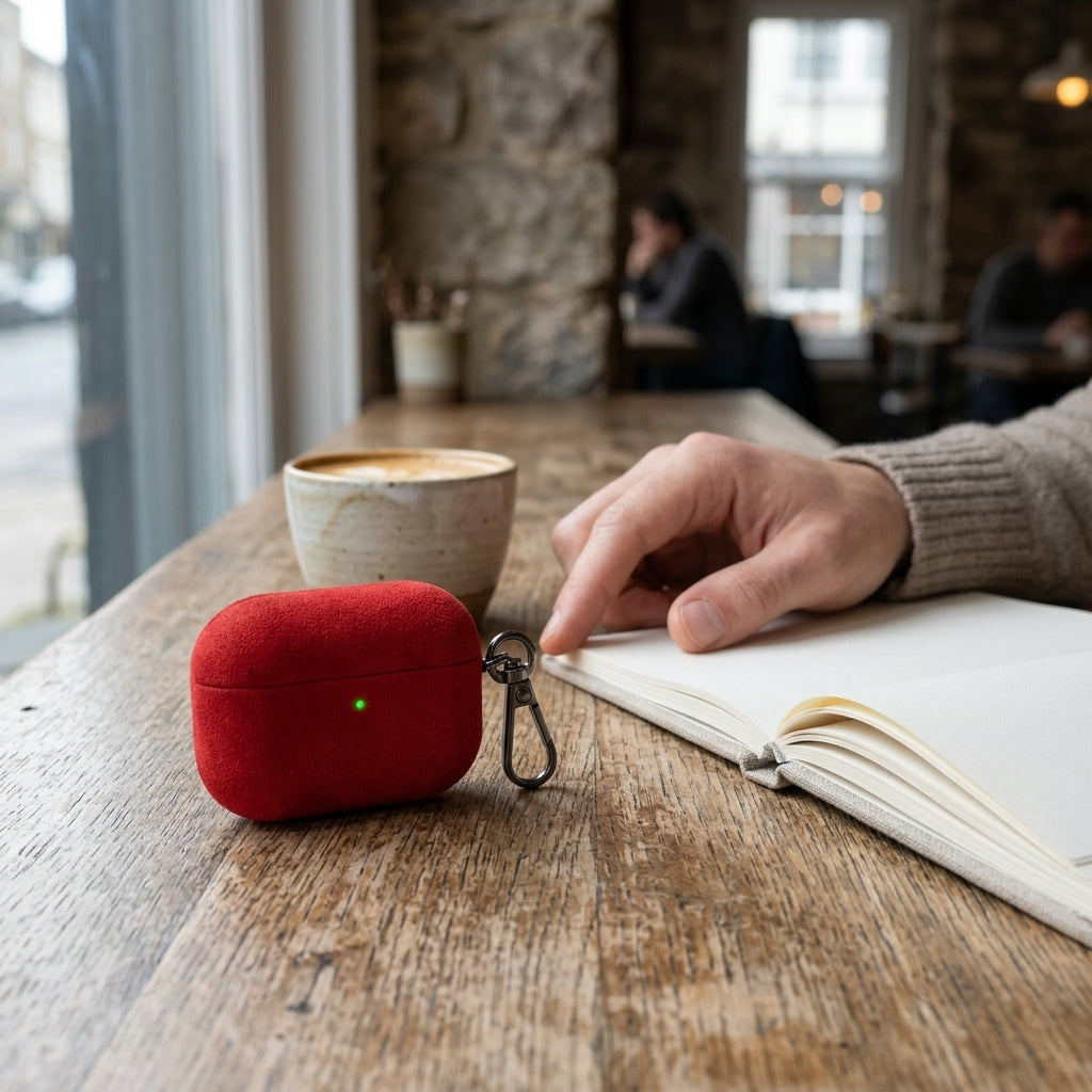 Scarlet Suede Leather AirPods Case