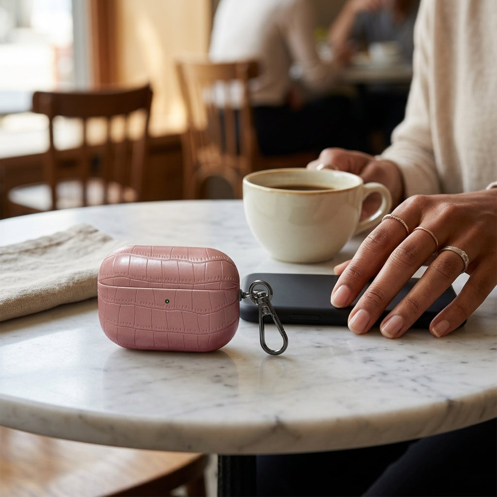 Rosewood Croc Leather AirPods Case