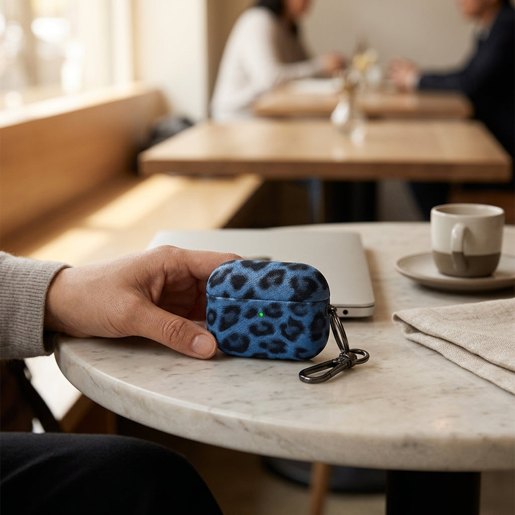 Midnight Leopard Leather AirPods Case