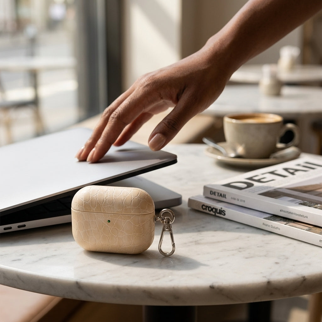 Sandstone Croc Leather AirPods Case