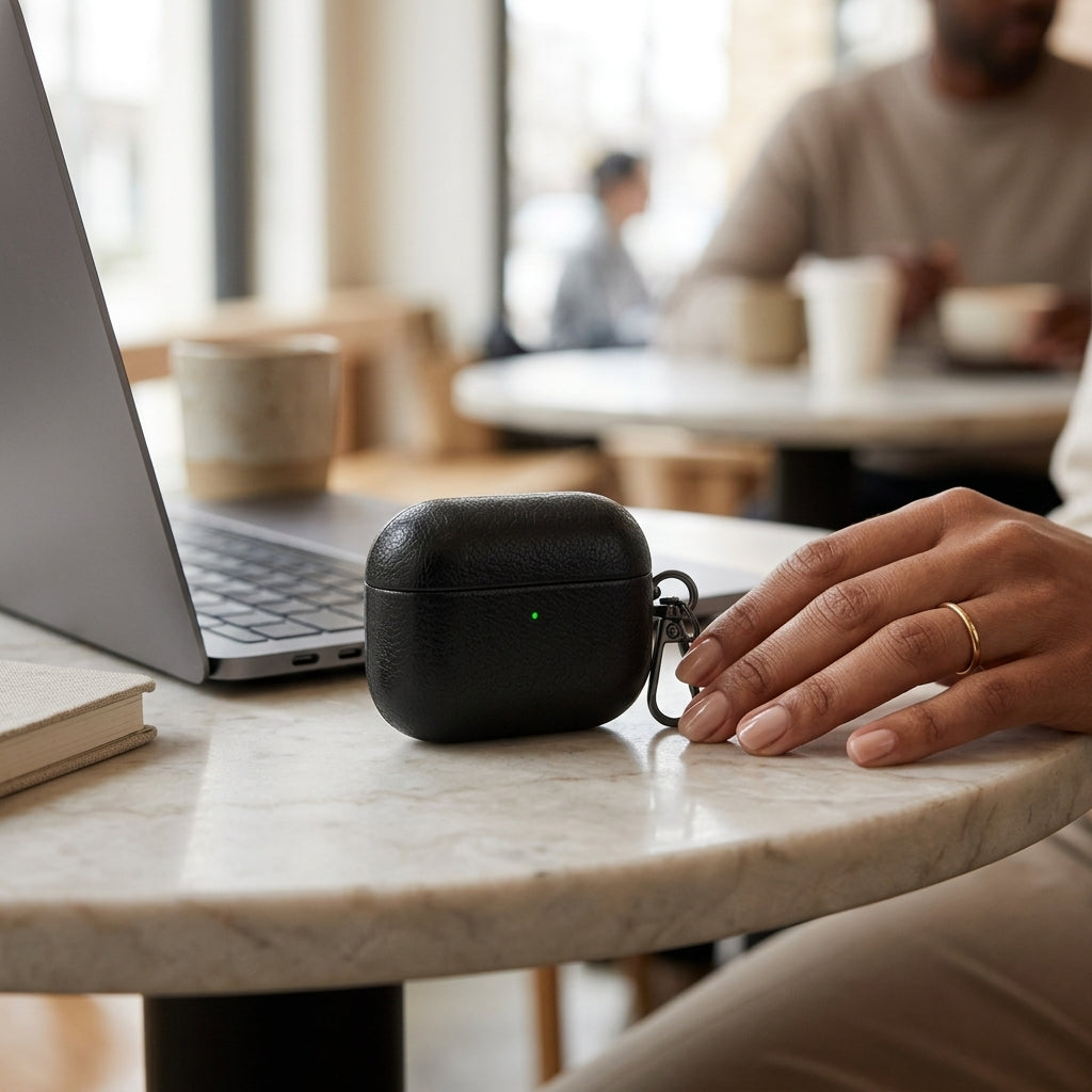 Black Leather AirPods Case