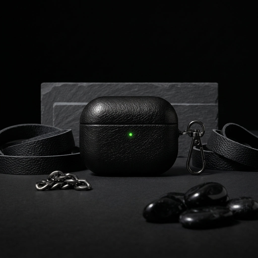 Black Leather AirPods Case