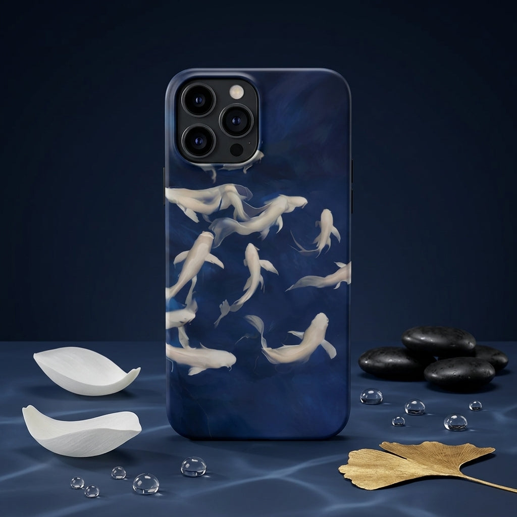 Oriental Style White Koi Fish Case