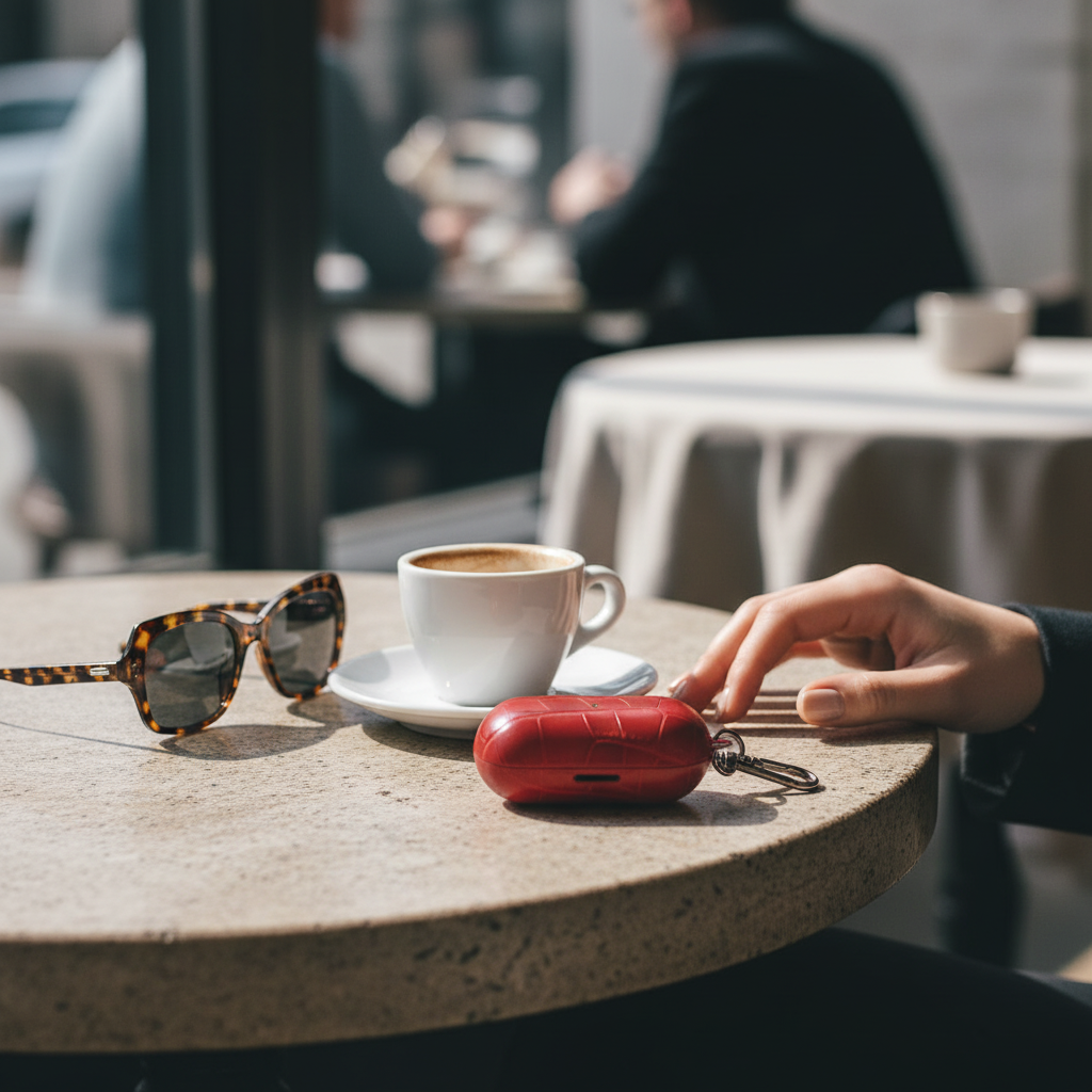 Crimson Croc Leather AirPods Case