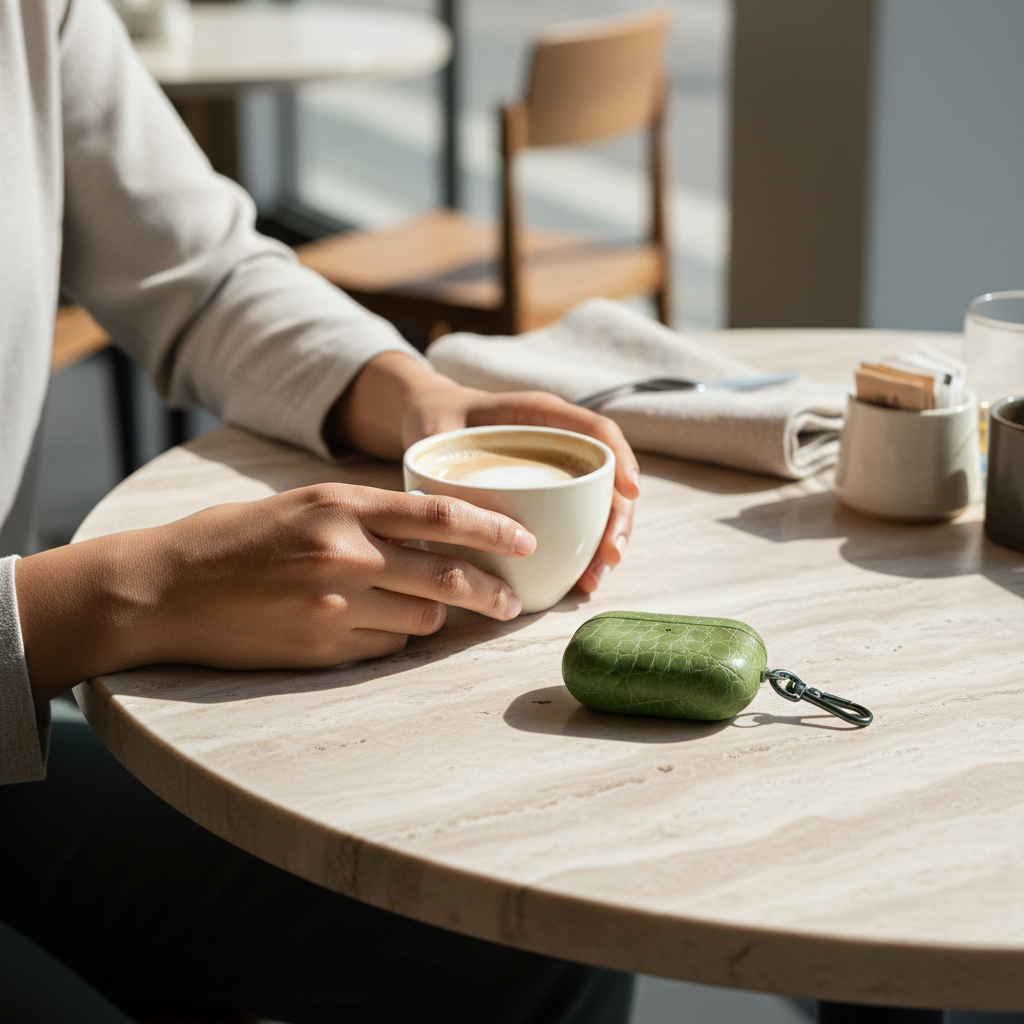 Olive Croc Leather AirPods Case