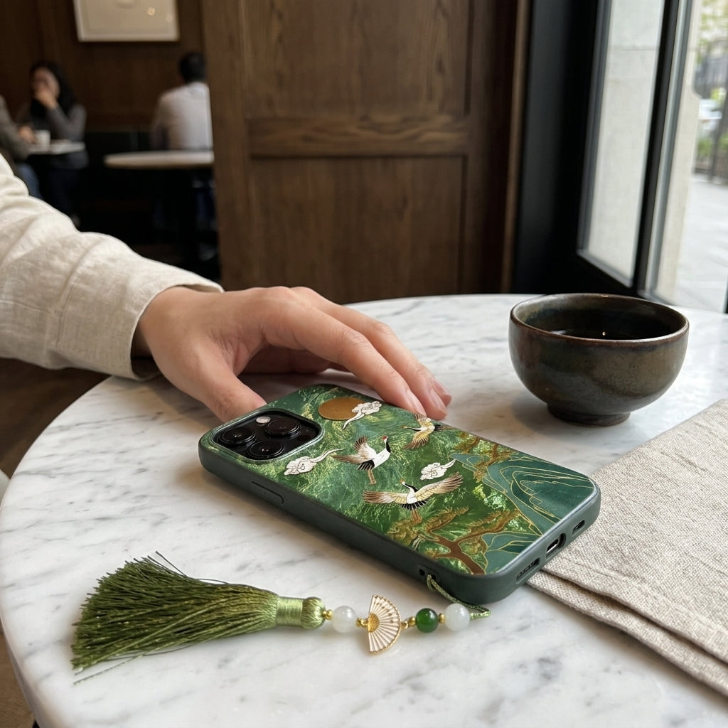 Skyward Vortex™ — Mountain & Crane Auspicious Cloud iPhone Case